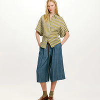 TAINA SHIRT IN STRIPED COTTON AND SILK - CREAM/GREEN