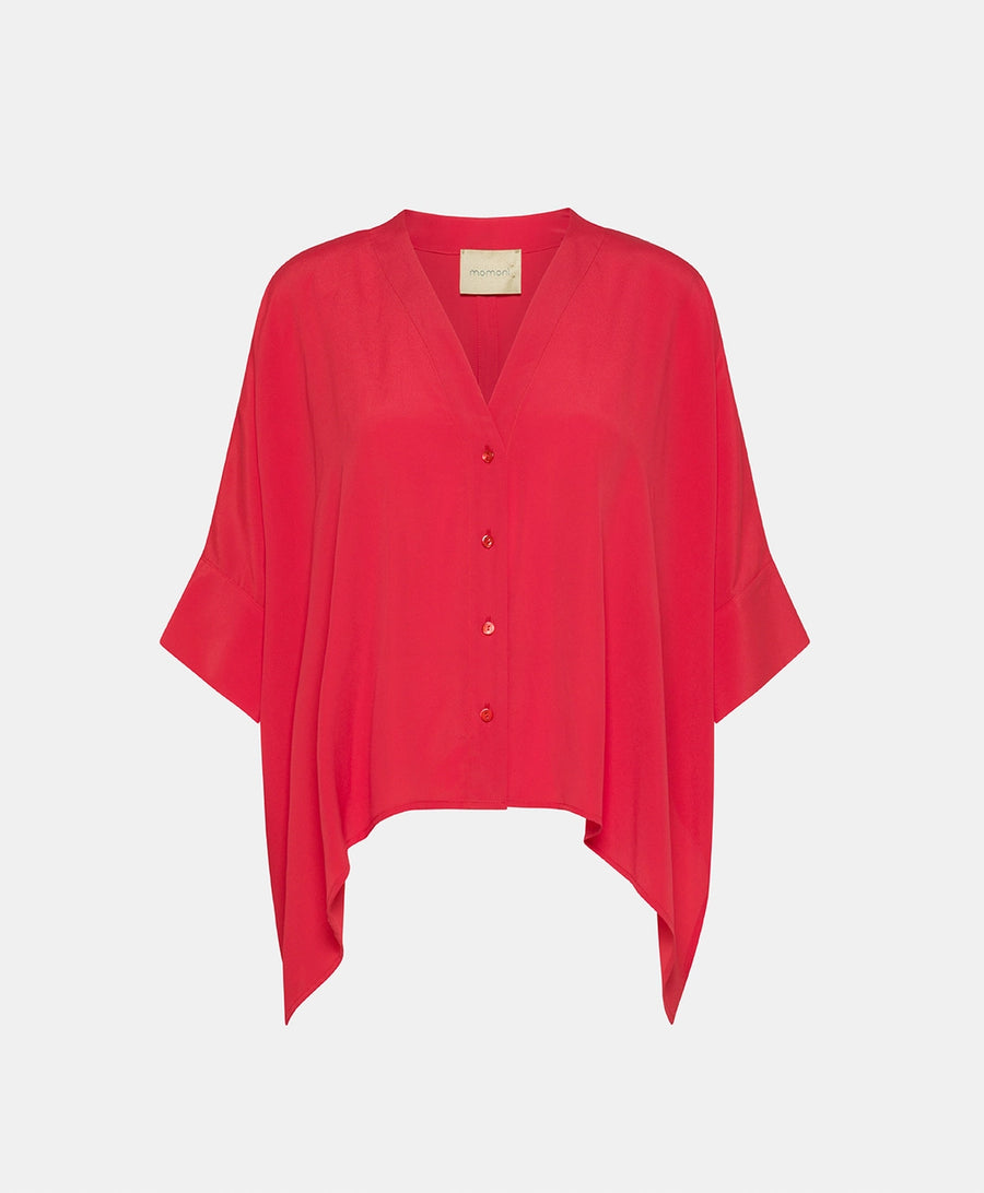 PAHA SHIRT IN SOLID COLOUR ACETATE SILK - RED