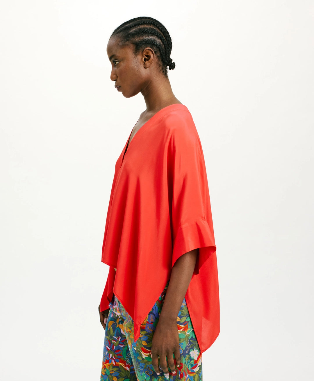PAHA SHIRT IN SOLID COLOUR ACETATE SILK - RED