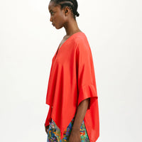PAHA SHIRT IN SOLID COLOUR ACETATE SILK - RED