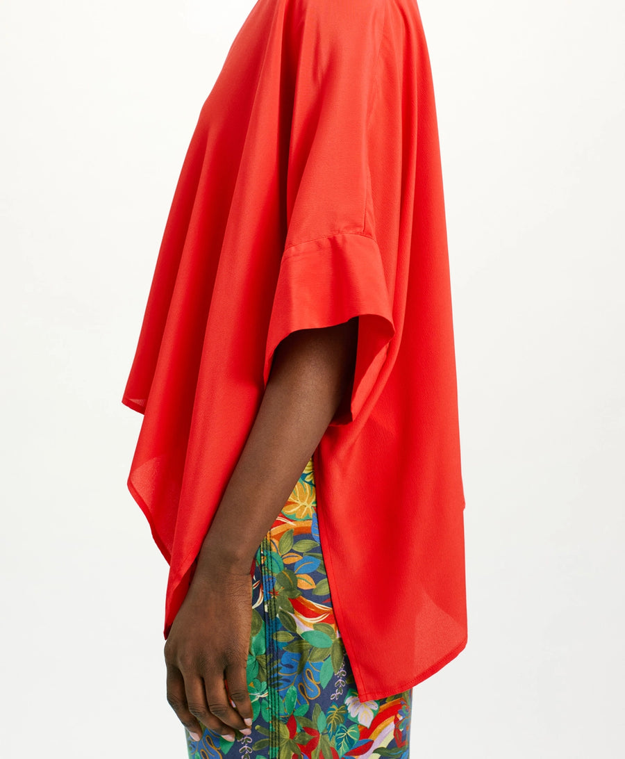 PAHA SHIRT IN SOLID COLOUR ACETATE SILK - RED