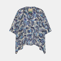 PAHA SHIRT IN PRINTED HABUTAI - MULTICOLOR SKY BLUE