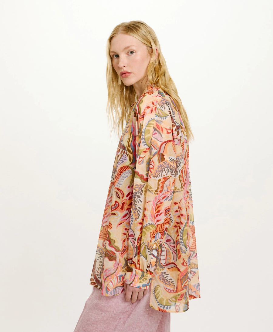JURUA SHIRT IN PRINTED COTTON VOILE - MULTICOLOR MAGENTA