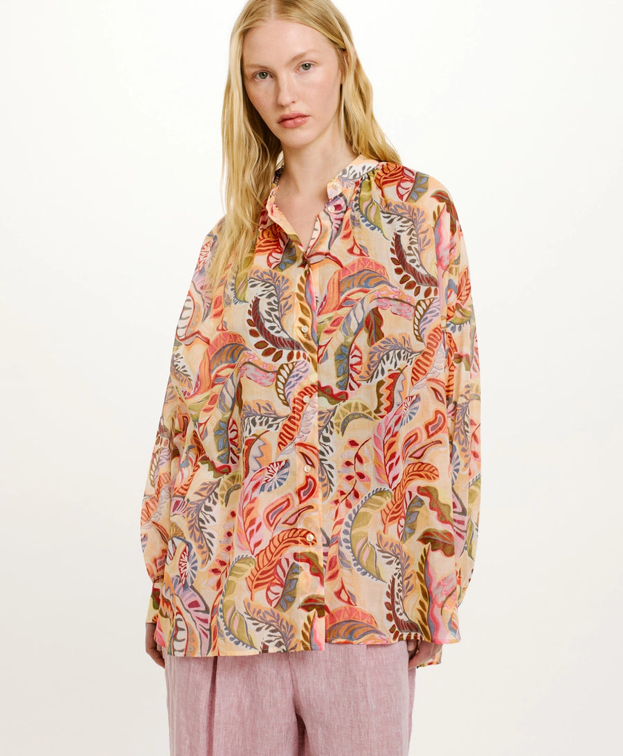 JURUA SHIRT IN PRINTED COTTON VOILE - MULTICOLOR MAGENTA