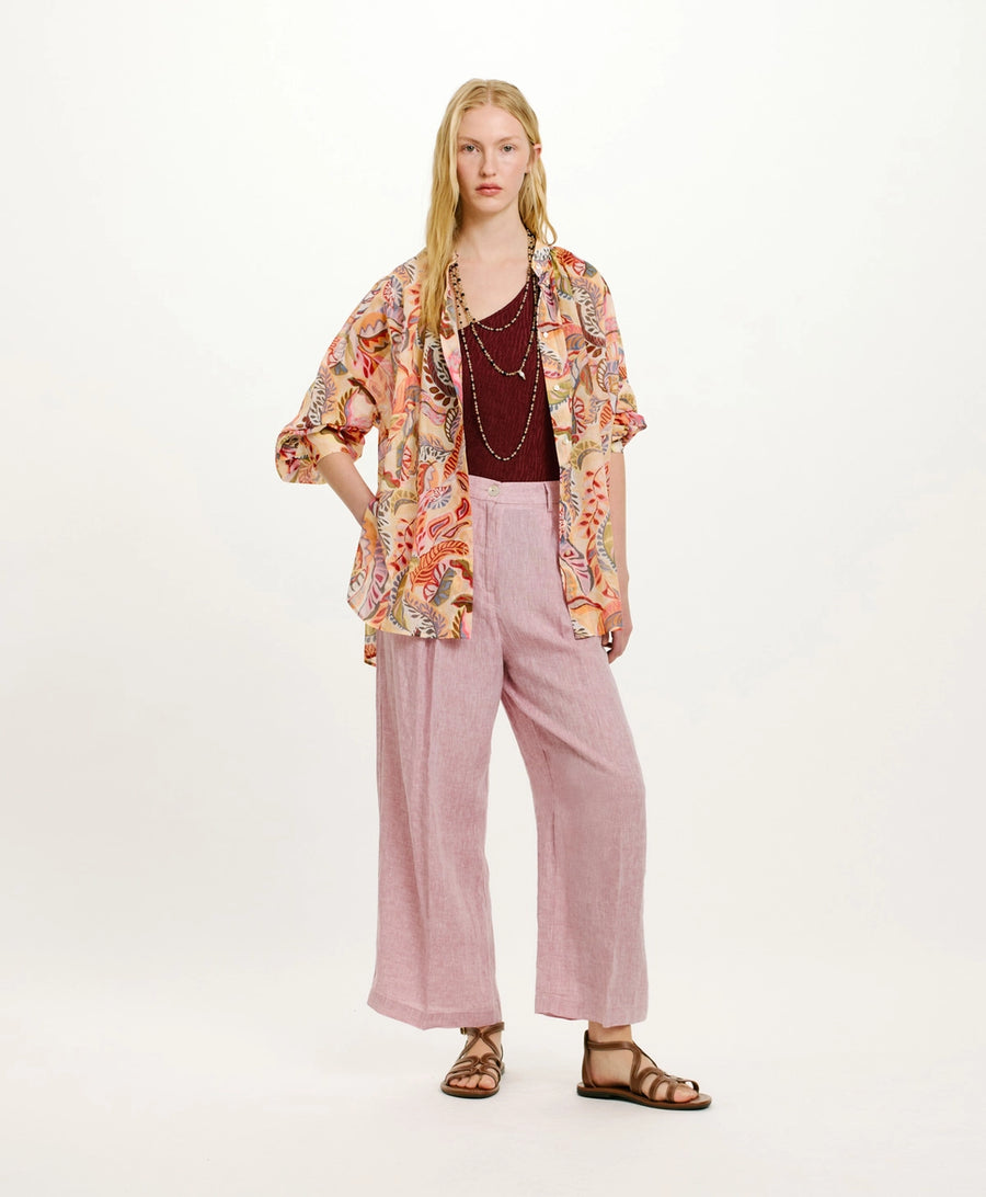 JURUA SHIRT IN PRINTED COTTON VOILE - MULTICOLOR MAGENTA
