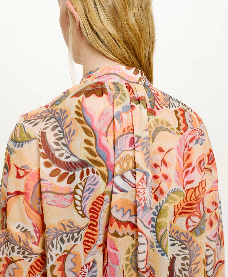 JURUA SHIRT IN PRINTED COTTON VOILE - MULTICOLOR MAGENTA