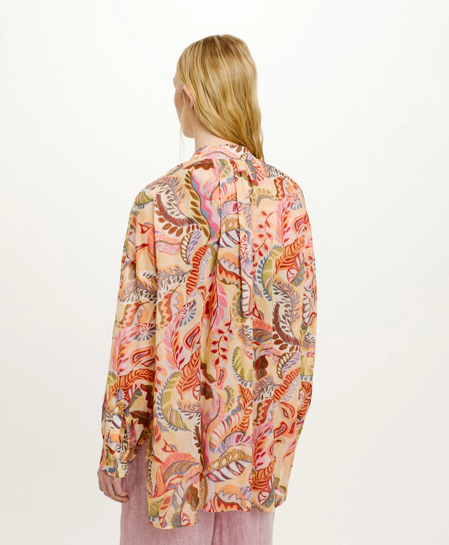 JURUA SHIRT IN PRINTED COTTON VOILE - MULTICOLOR MAGENTA