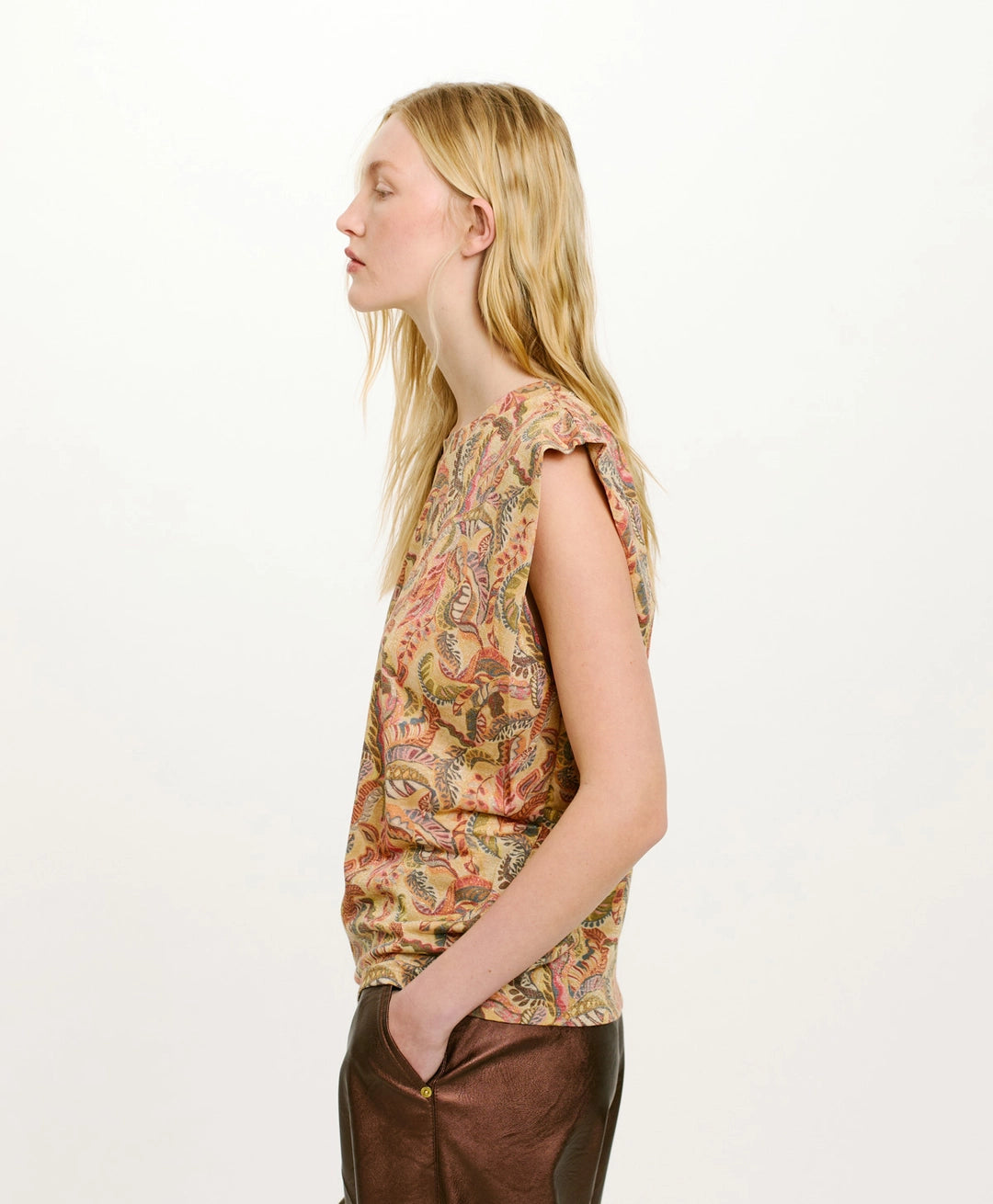ENNA T-SHIRT IN PRINTED LUREX JERSEY - MULTICOLOR MAGENTA