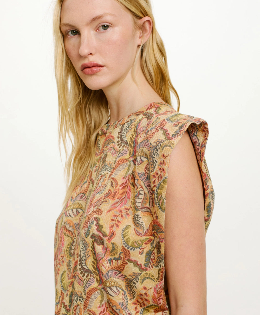 ENNA T-SHIRT IN PRINTED LUREX JERSEY - MULTICOLOR MAGENTA