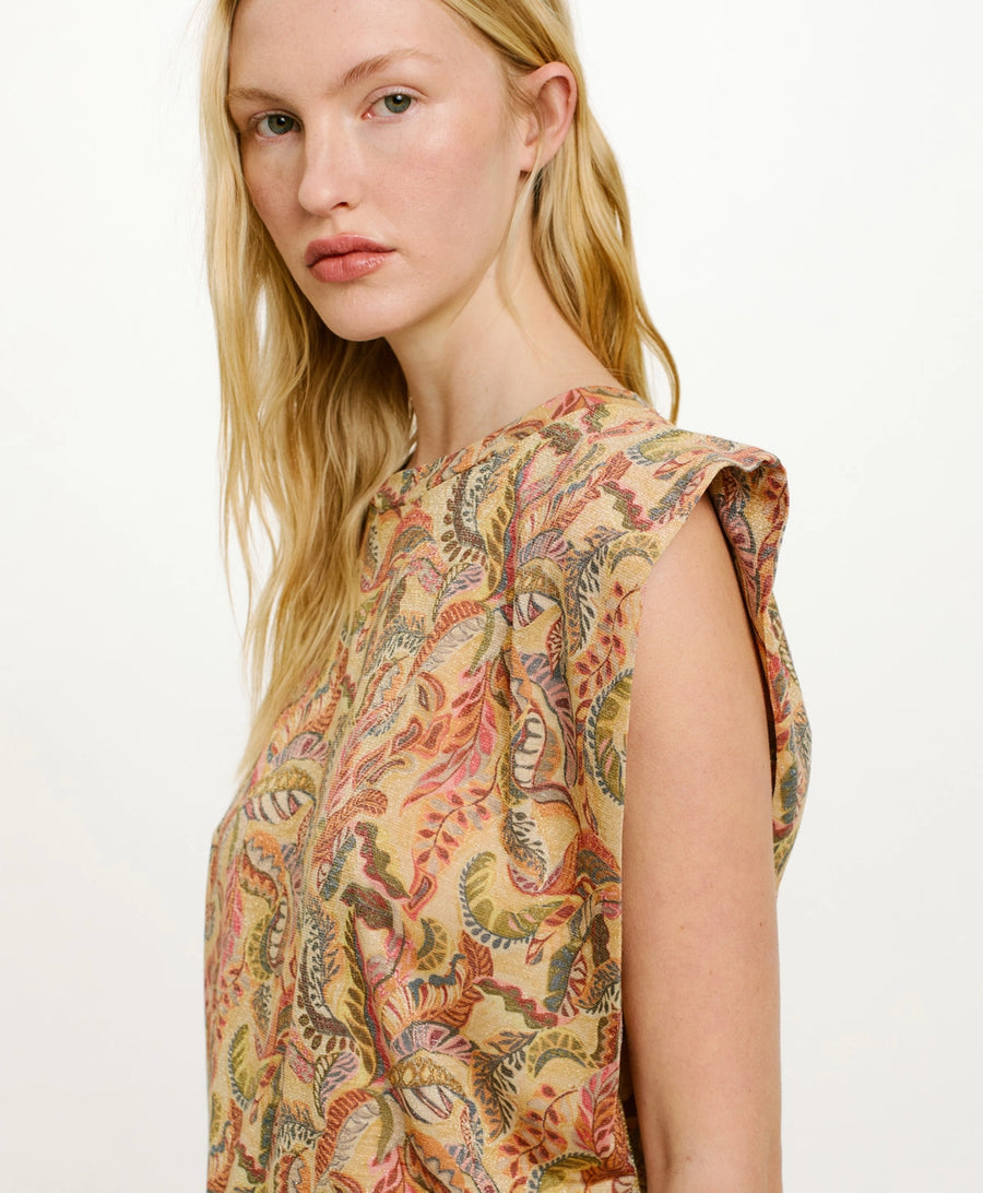 ENNA T-SHIRT IN PRINTED LUREX JERSEY - MULTICOLOR MAGENTA