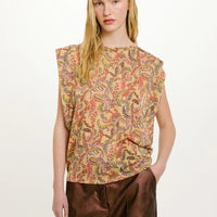 ENNA T-SHIRT IN PRINTED LUREX JERSEY - MULTICOLOR MAGENTA