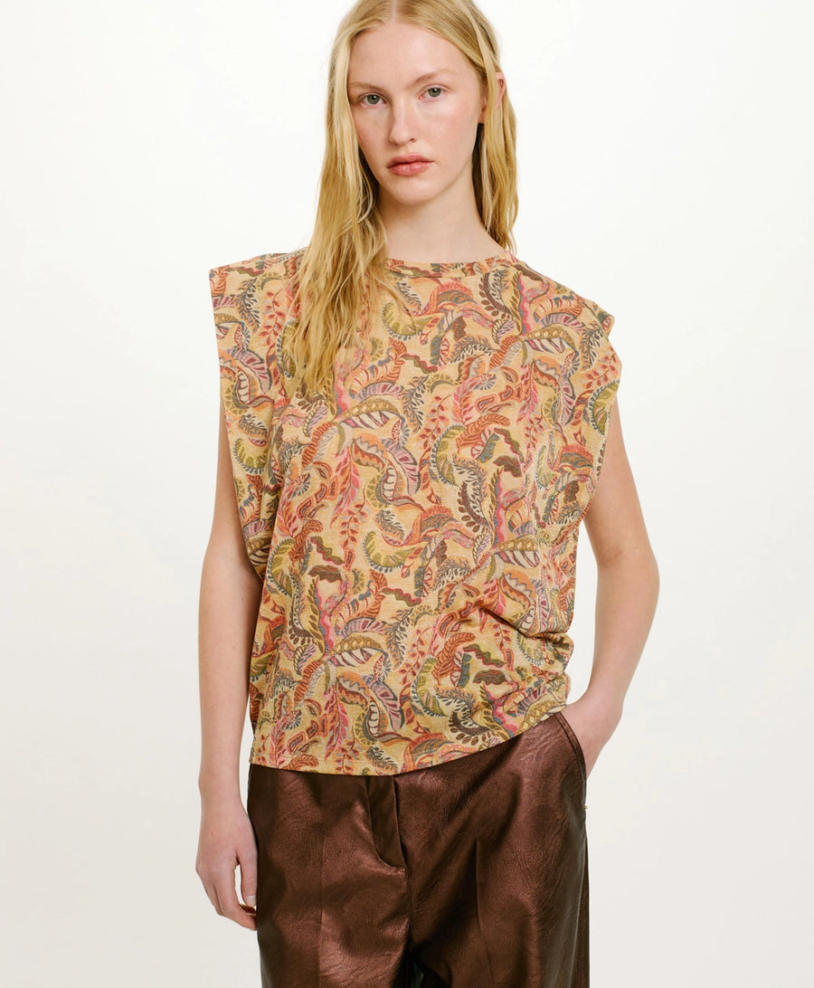 ENNA T-SHIRT IN PRINTED LUREX JERSEY - MULTICOLOR MAGENTA