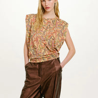 ENNA T-SHIRT IN PRINTED LUREX JERSEY - MULTICOLOR MAGENTA