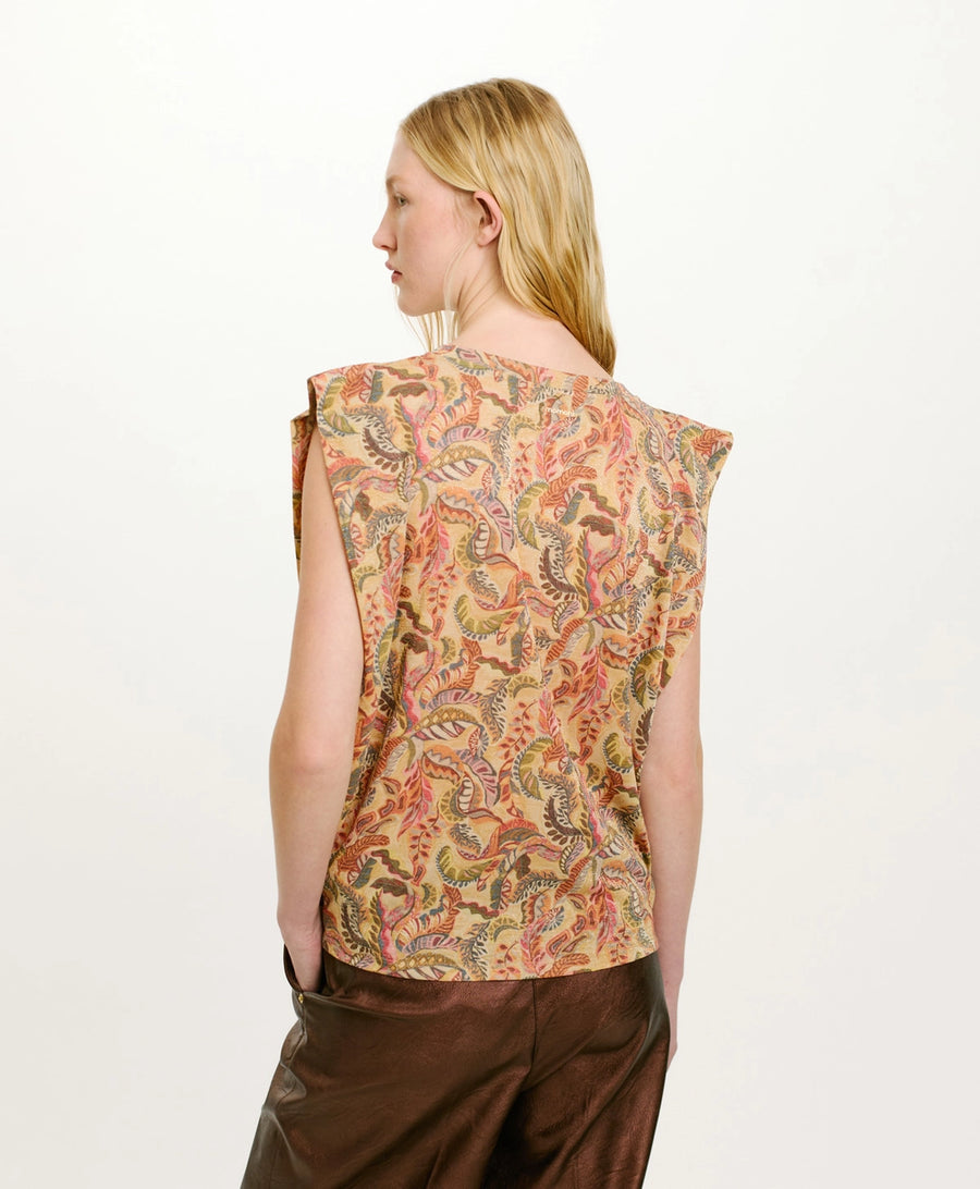 ENNA T-SHIRT IN PRINTED LUREX JERSEY - MULTICOLOR MAGENTA
