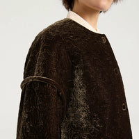 CRANBERRY COAT IN QUILTED VELVET - BROWN