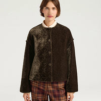 CRANBERRY COAT IN QUILTED VELVET - BROWN