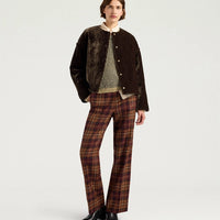 CRANBERRY COAT IN QUILTED VELVET - BROWN