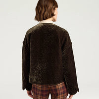 CRANBERRY COAT IN QUILTED VELVET - BROWN