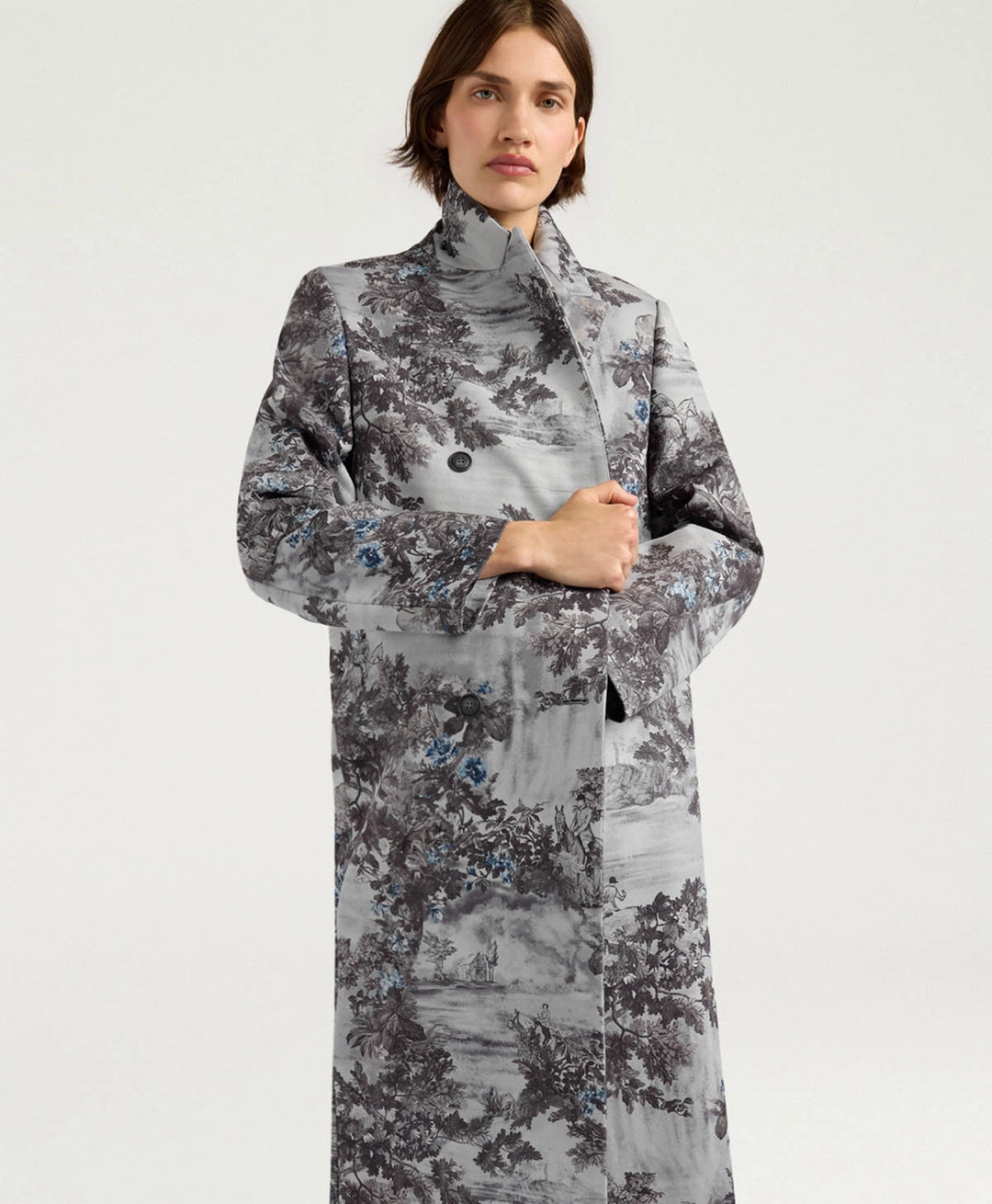 LEMONADE COAT IN PRINTED BONDED MELTON - SILVER MULTICOLOR