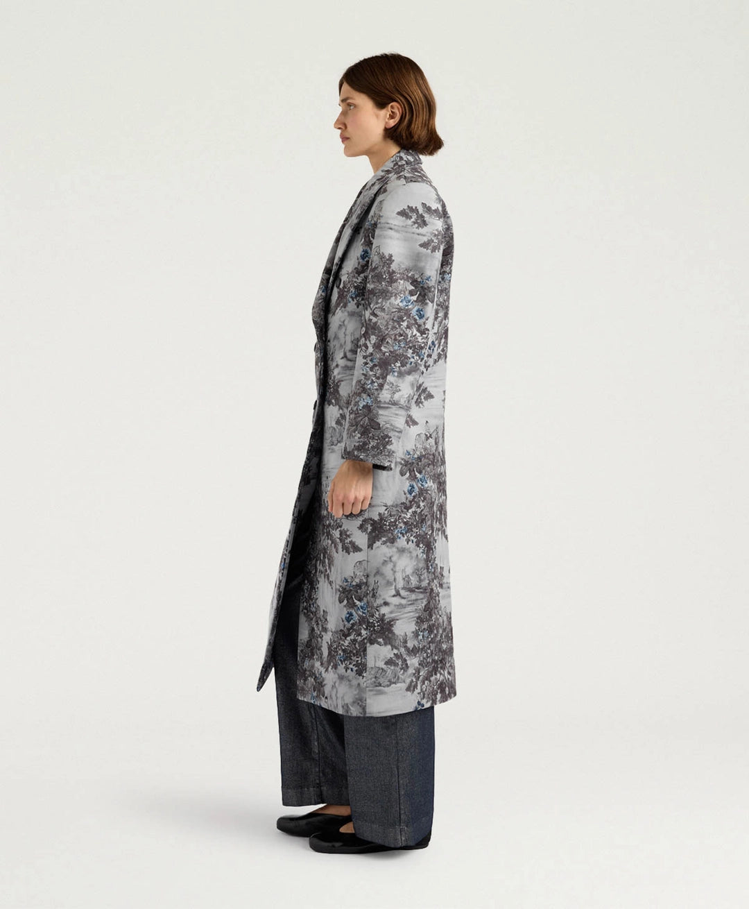 LEMONADE COAT IN PRINTED BONDED MELTON - SILVER MULTICOLOR