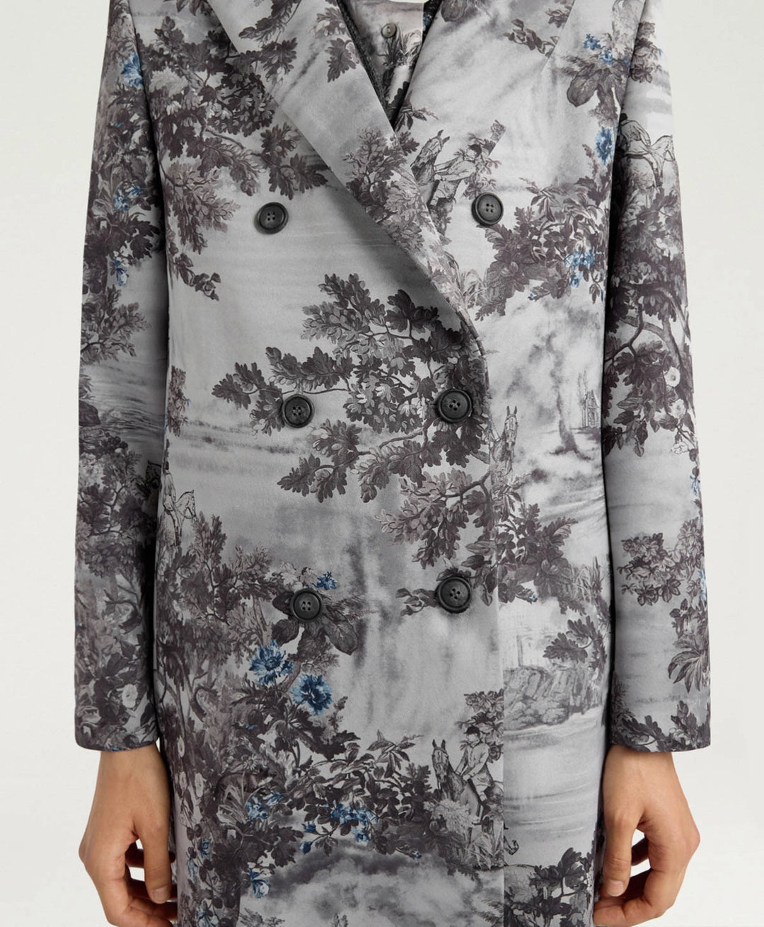 LEMONADE COAT IN PRINTED BONDED MELTON - SILVER MULTICOLOR