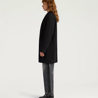 CARLO COAT IN CHEVRON WOOL - BLACK/COCOA