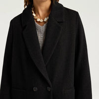 CARLO COAT IN CHEVRON WOOL - BLACK/COCOA