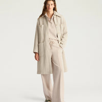 TRENT COAT IN CHEVRON WOOL - CREAM/BEIGE