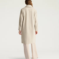 TRENT COAT IN CHEVRON WOOL - CREAM/BEIGE