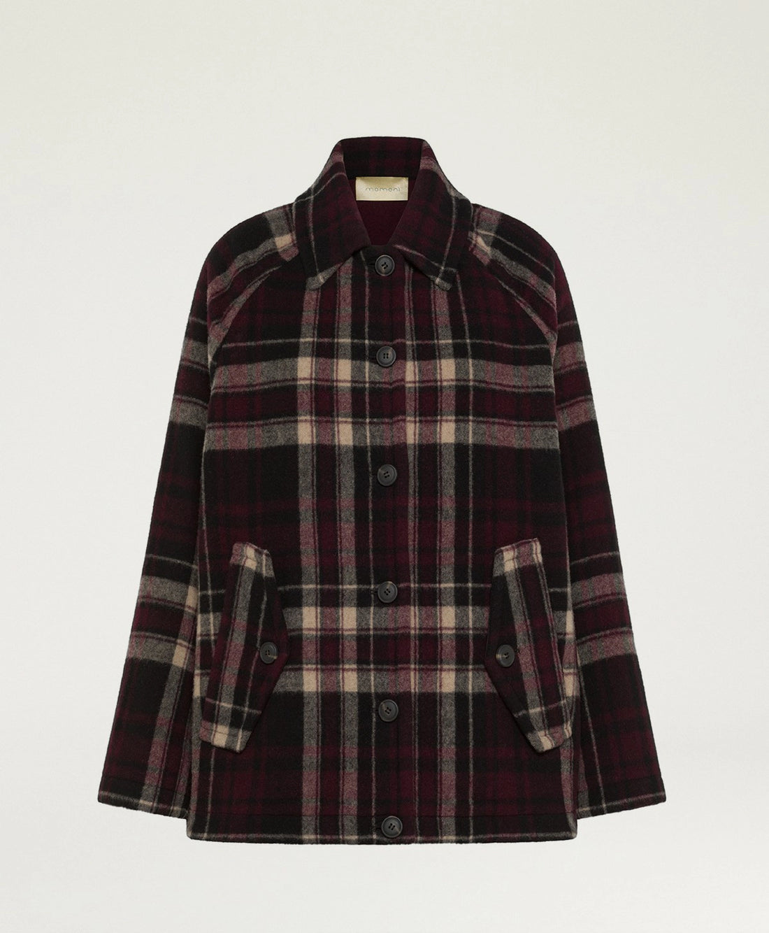 BRIGHTON COAT IN DOUBLE-FACE WOOL - BURGUNDY MULTICOLOR