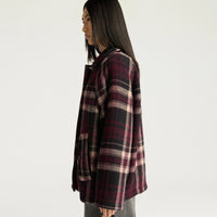 BRIGHTON COAT IN DOUBLE-FACE WOOL - BURGUNDY MULTICOLOR
