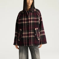 BRIGHTON COAT IN DOUBLE-FACE WOOL - BURGUNDY MULTICOLOR