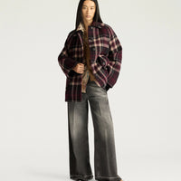 BRIGHTON COAT IN DOUBLE-FACE WOOL - BURGUNDY MULTICOLOR