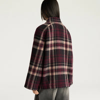 BRIGHTON COAT IN DOUBLE-FACE WOOL - BURGUNDY MULTICOLOR