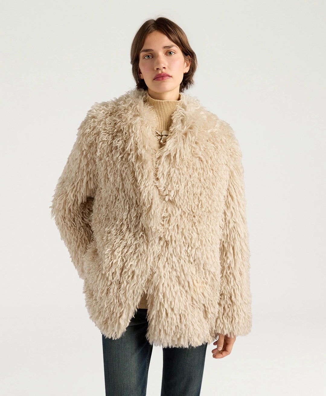CHLOE COAT IN ECO-LEATHER - CREAM