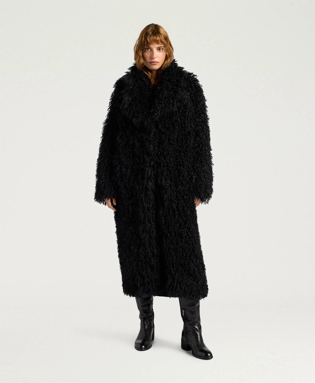 CALENDULA COAT IN ECO-LEATHER - BLACK