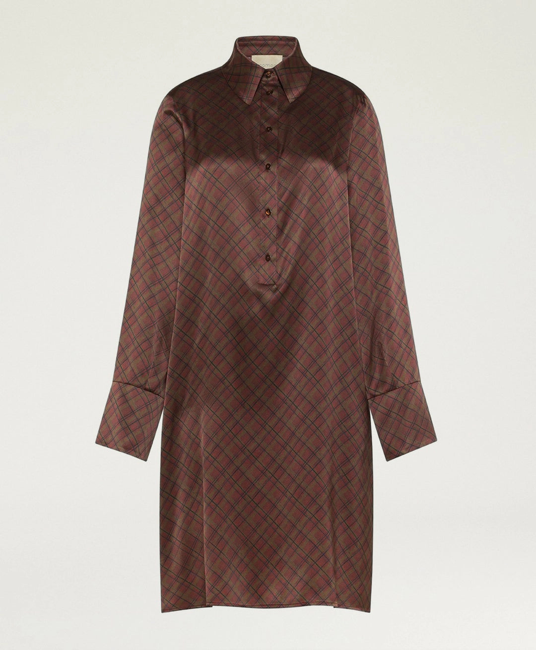 ASTER DRESS IN PRINTED STRETCH SATIN - TOBACCO MULTICOLOR