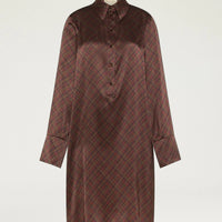 ASTER DRESS IN PRINTED STRETCH SATIN - TOBACCO MULTICOLOR
