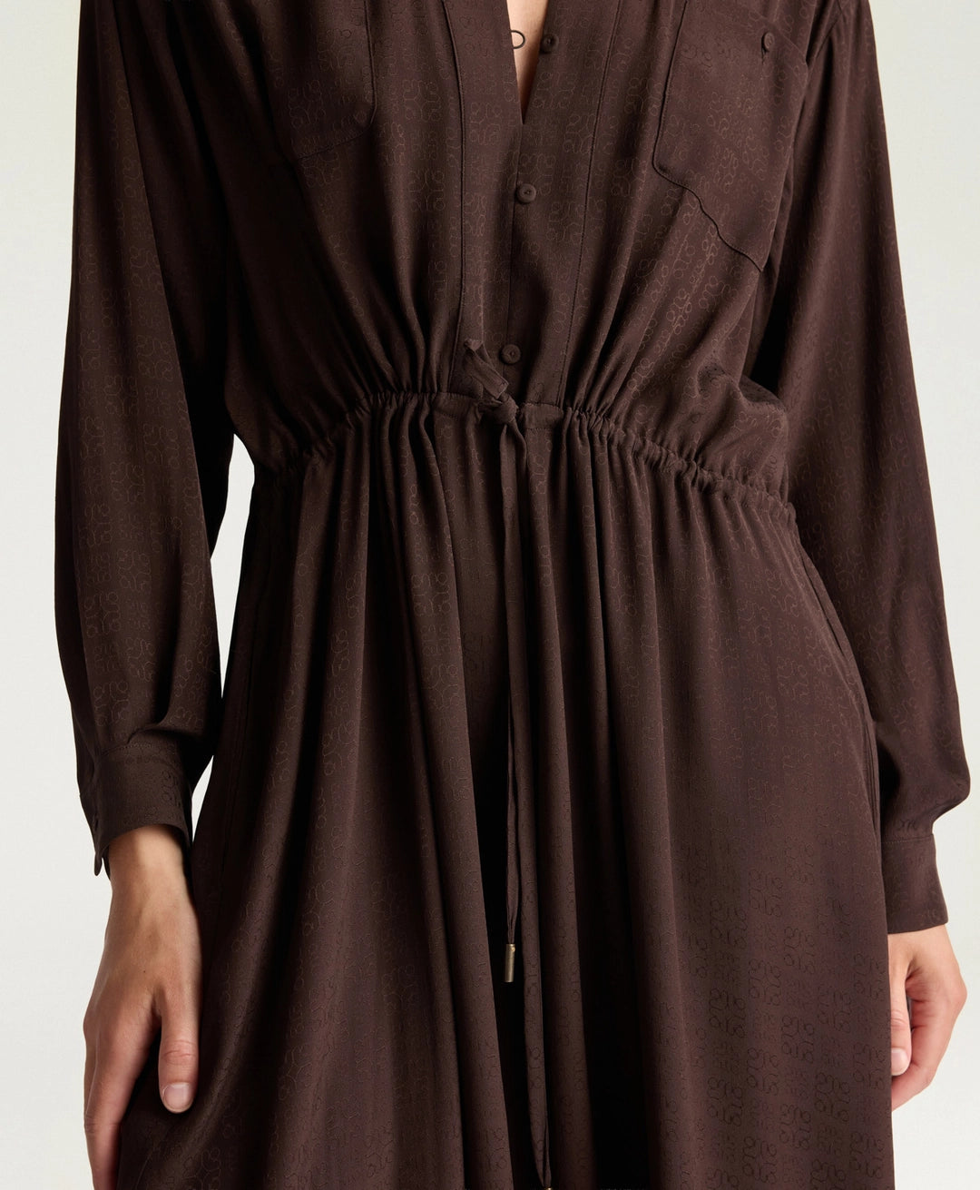 MAUVE DRESS IN ACETATE/SILK JACQUARD - CHOCOLATE