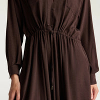 MAUVE DRESS IN ACETATE/SILK JACQUARD - CHOCOLATE