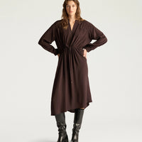MAUVE DRESS IN ACETATE/SILK JACQUARD - CHOCOLATE