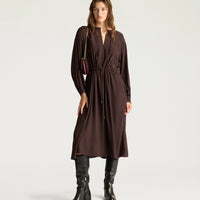 MAUVE DRESS IN ACETATE/SILK JACQUARD - CHOCOLATE