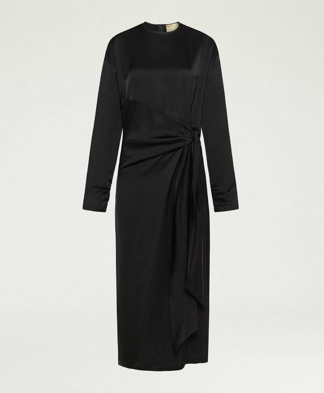 LOTUS DRESS IN STRETCH VISCOSE SATIN - BLACK