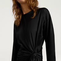 LOTUS DRESS IN STRETCH VISCOSE SATIN - BLACK