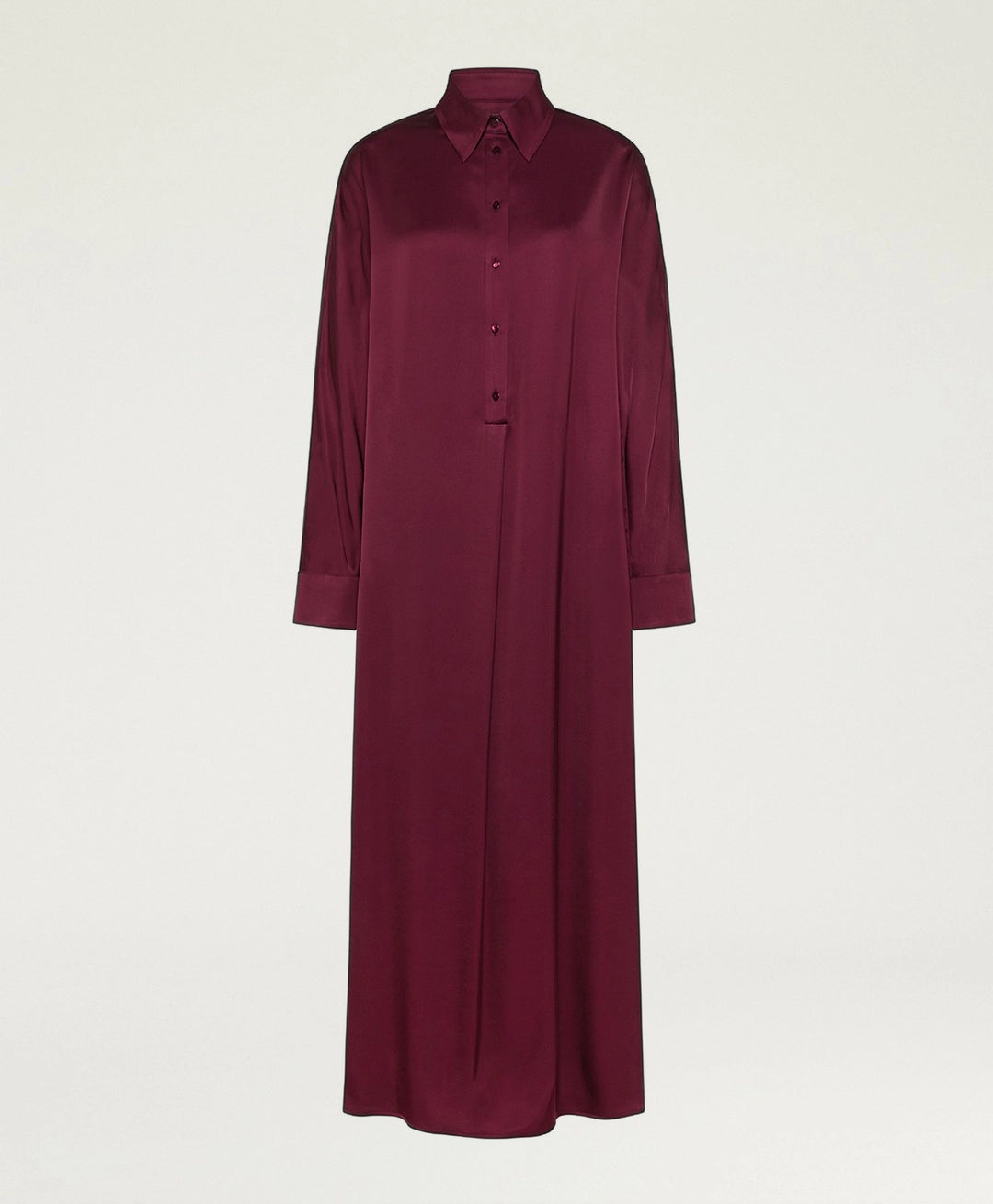 BIRMINGHAM DRESS IN STRETCH VISCOSE SATIN - WINE RED
