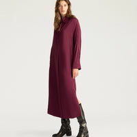 BIRMINGHAM DRESS IN STRETCH VISCOSE SATIN - WINE RED