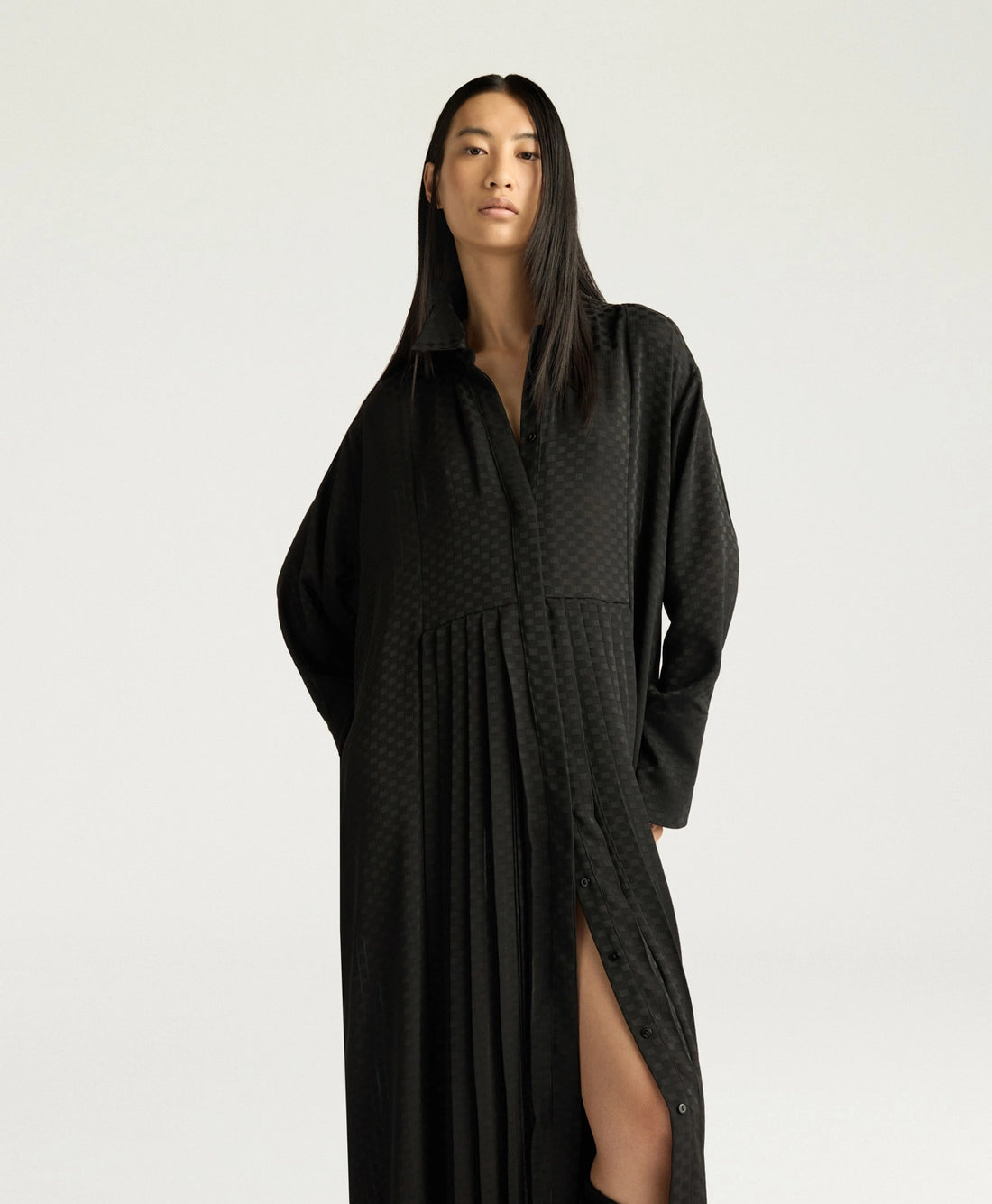 SCILLY DRESS IN JACQUARD - BLACK