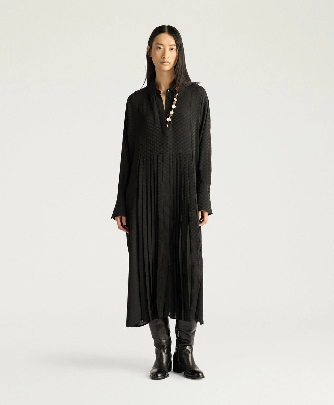 SCILLY DRESS IN JACQUARD - BLACK