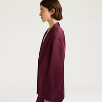 GUNNER JACKET IN STRETCH VISCOSE SATIN - WINE RED