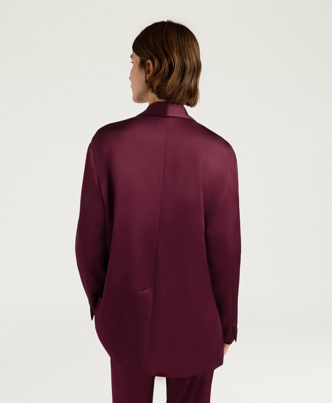 GUNNER JACKET IN STRETCH VISCOSE SATIN - WINE RED